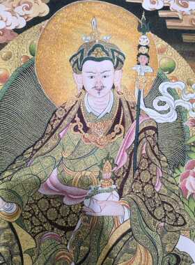 古玩杂项旧藏刺绣莲花生大士挂画装饰画客厅书房茶室挂画