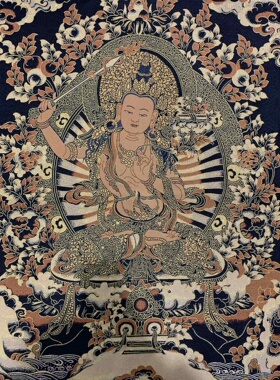 古玩杂项旧藏文殊菩萨挂画装饰画客厅书房茶室挂画