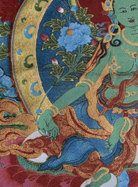 古玩杂项旧藏刺绣绿度母挂画装饰画客厅书房茶室挂画