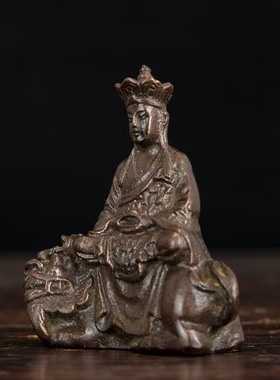 仿古做旧合金小佛骑兽地藏王小摆件家用室内摆设饰品收藏装饰招财