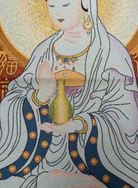 古玩杂项旧藏唐卡刺绣观音菩萨挂画装饰画客厅书房茶室挂画