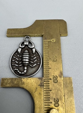 西藏藏传白利马铜莲师铁蝎吊牌小吊坠侧挂项链佛珠念珠配饰饰品