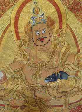 古玩杂项旧藏唐卡黄财神挂画装饰画客厅书房茶室挂画