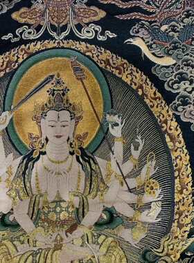 古玩唐卡刺绣织锦绣西藏佛像玄关画金丝挂画藏传画像装饰画