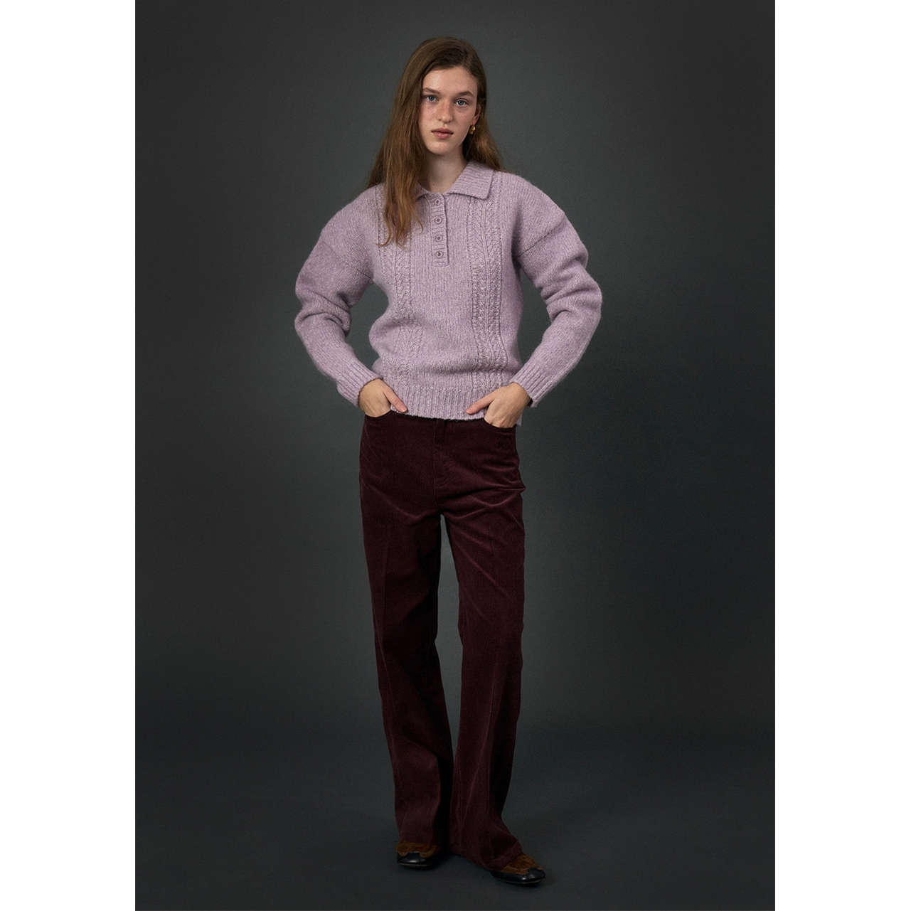 秒发！荷静同款天鹅绒休闲裤韩国设计师ged柔软光泽感直筒长裤女 - 图1