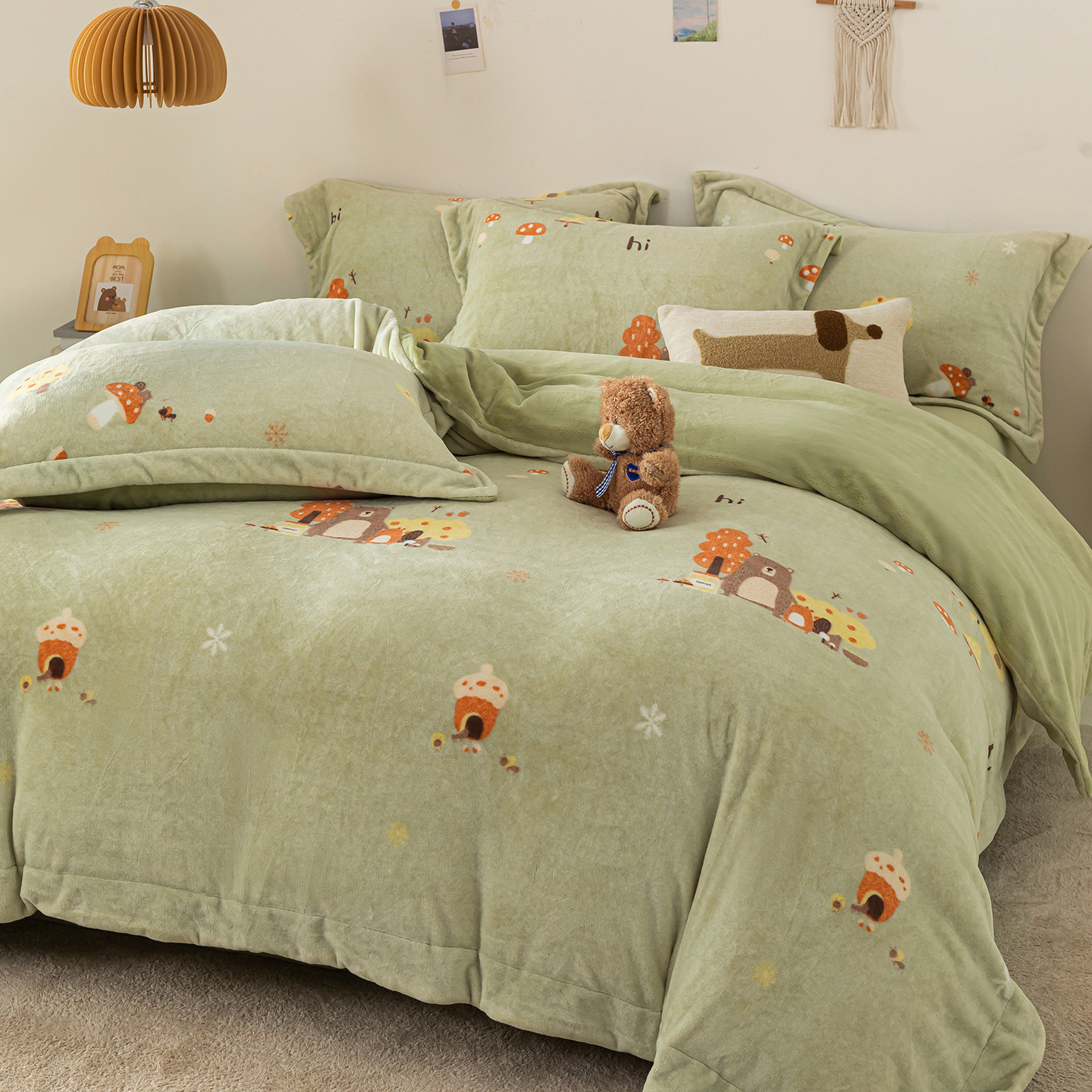 金太阳秋冬加厚艾能绒四件套保暖牛奶绒法兰绒艾能纤维床上用品