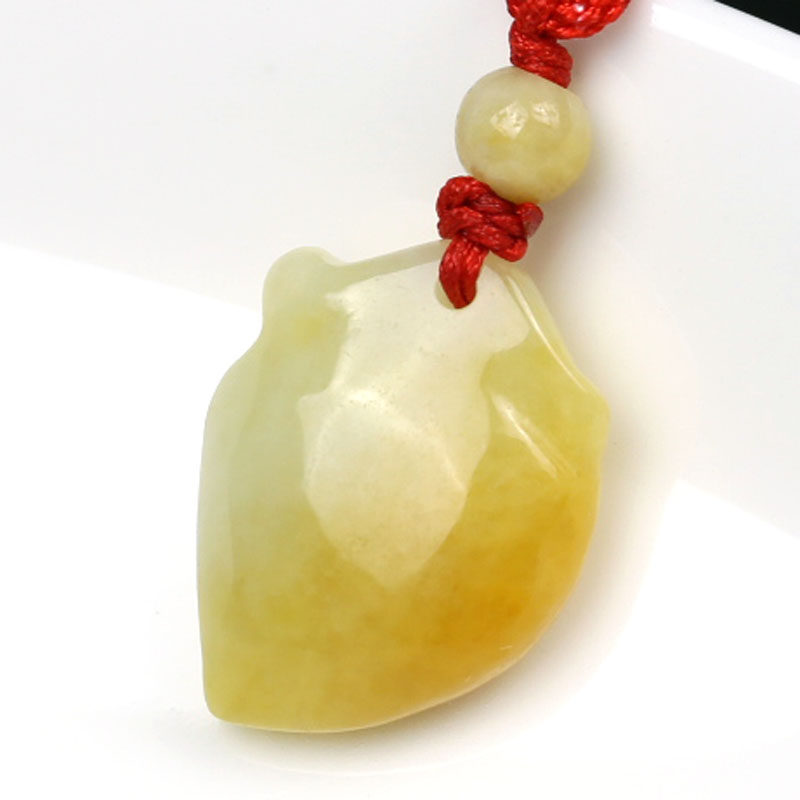 天然a货黄翡翠玉桃吊坠 长寿富贵玉桃子女款儿童玉佩项链礼物正品