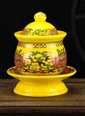 陶瓷供杯唐彩鎏金家用佛堂供水杯