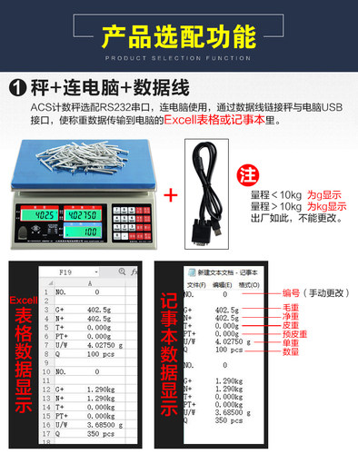 上海英展电子秤alh计数秤30kg工厂螺丝称重点数ACS-C(AE)3kg天平 - 图1