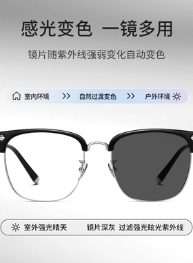 纯钛半框式近视墨镜男可定制散光