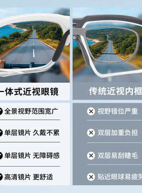 一体式可定制近视专用骑行眼镜男