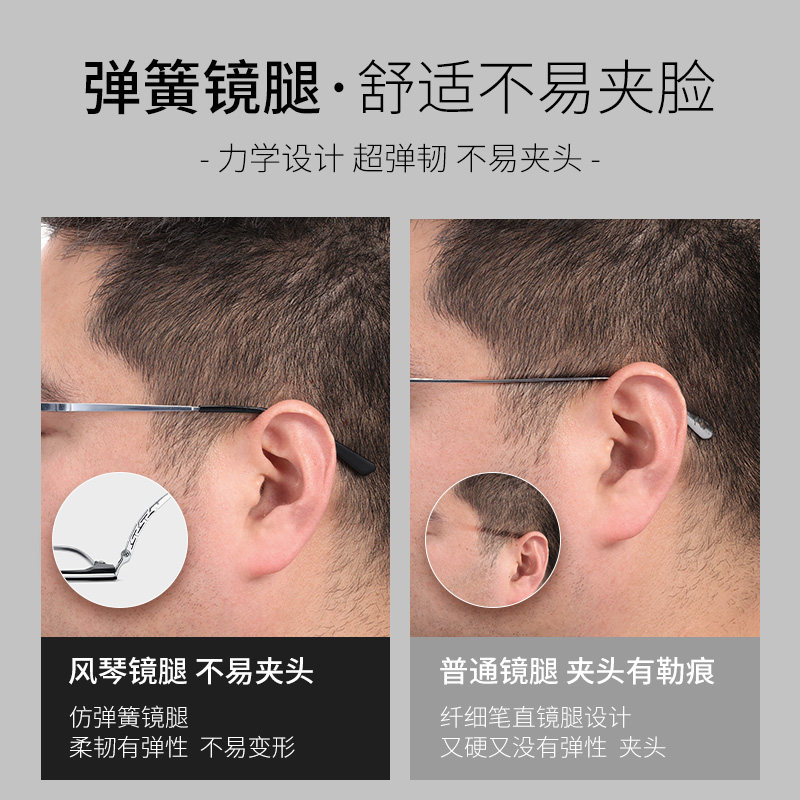 乐申纯钛近视眼镜男士大脸加大半框大框宽脸胖子可配度数男款镜框
