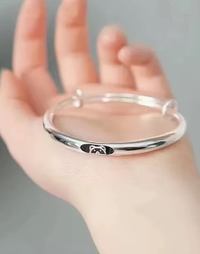 繁花似锦银手镯轻奢时尚潮流百搭