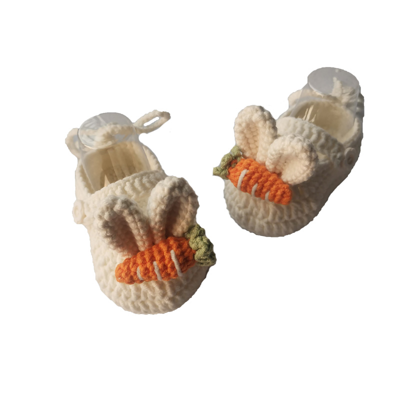 新生婴儿毛线鞋成品春秋软底防掉兔子宝宝0-3月纯手工单鞋可爱萌