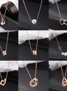 网红钛钢项链女短款彩金韩国