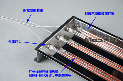红外线大功率加热器加热灯烤漆灯烘干灯理疗灯碳纤维三管加热烤箱 - 图2