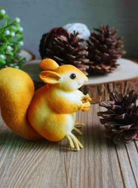 仿真小松鼠模型道具景观摆件配饰松鼠挂件压缩泡沫表面植绒仿真小