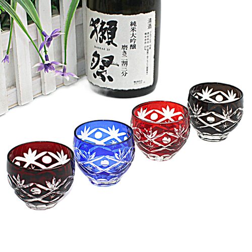 日式玻璃清酒杯烈酒杯日本江户切子工艺纯手工雕刻家用源头工厂 - 图0