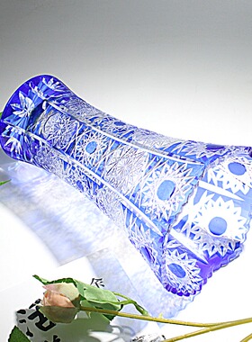日式水晶花瓶家用江户切子手工