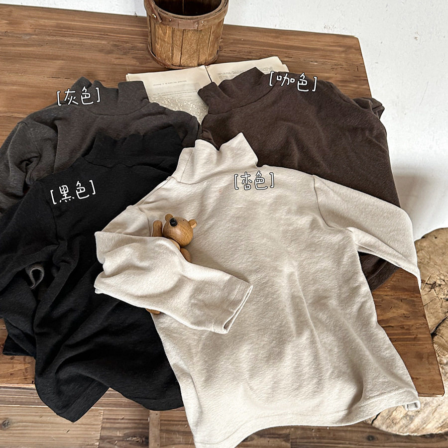 儿童半高领净色磨毛打底衫秋季新品韩系男女宝宝百搭长袖上衣内搭,淘宝优惠券,粉丝福利购,淘宝优惠卷
