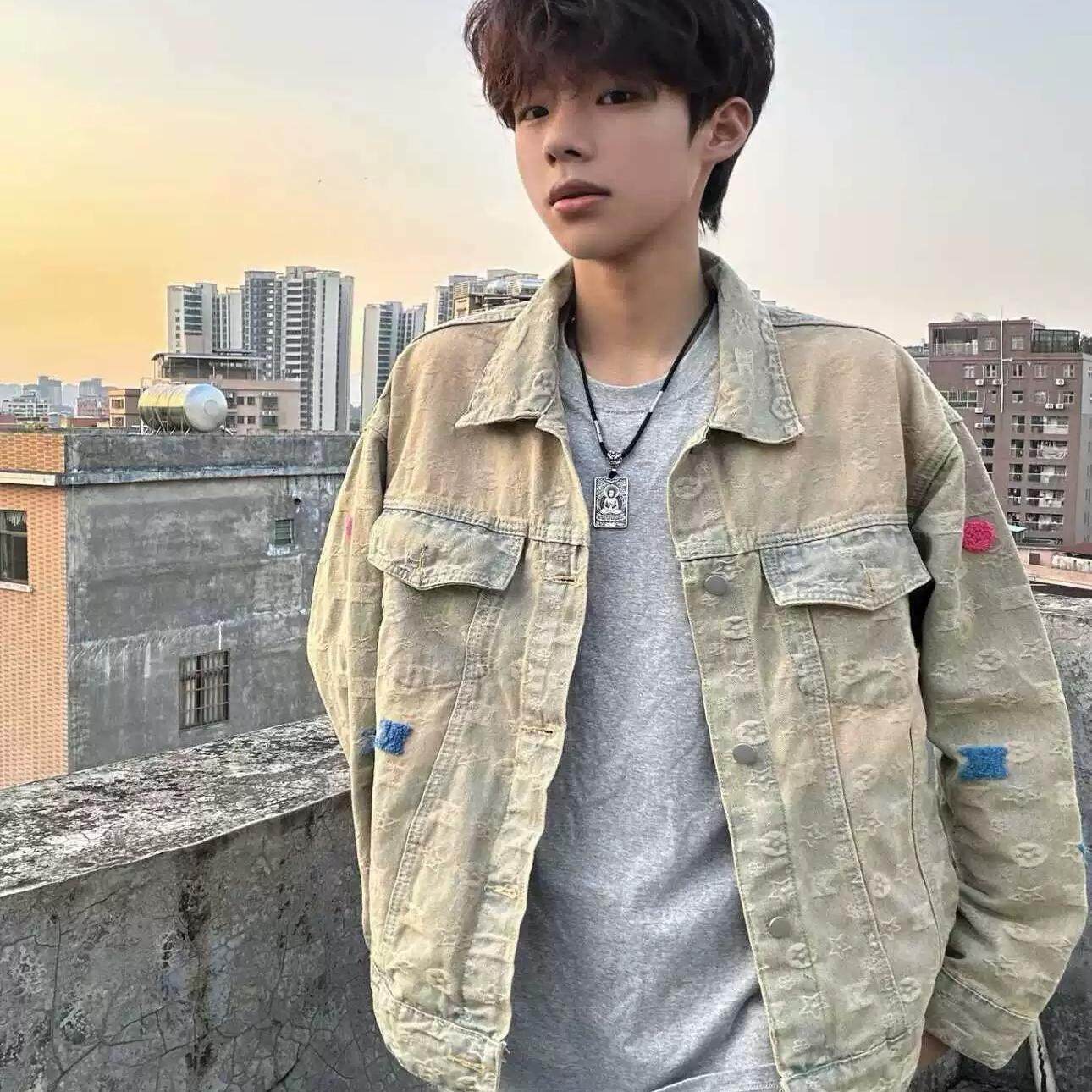 黄泥水洗做旧牛仔外套男女潮牌痞帅高级感美式复古青少年夹克上衣,淘宝优惠券,粉丝福利购,淘宝优惠卷