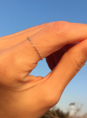 纯银极细链条手工时尚个性风尾戒