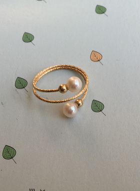 包金手工戒指珍珠时尚闺蜜学生