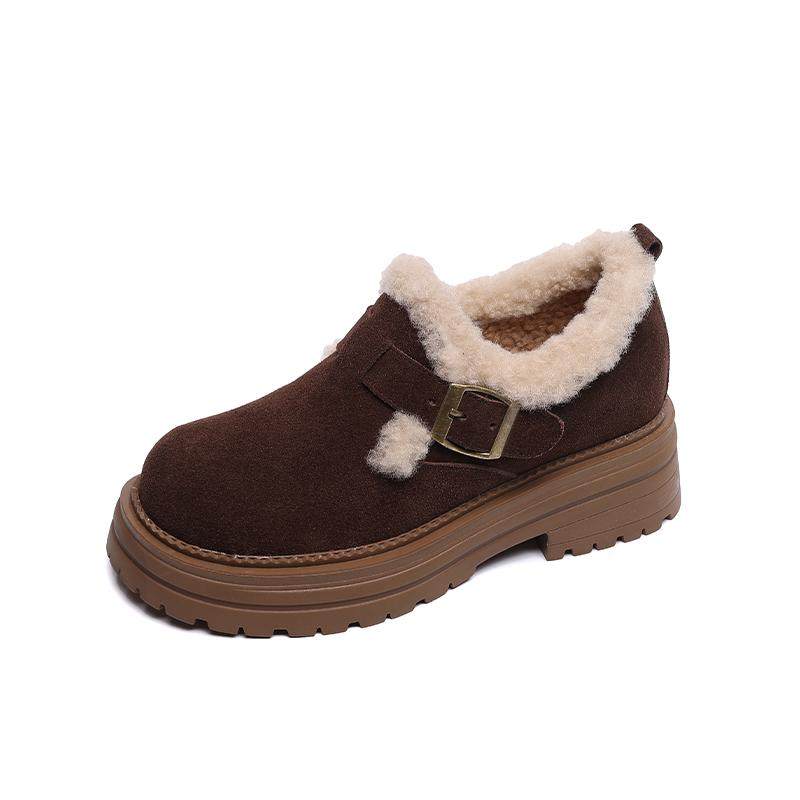 2025冬季新款真皮厚底毛毛鞋女外穿真皮真毛加厚棉鞋子加绒勃肯鞋,淘宝优惠券,粉丝福利购,淘宝优惠卷