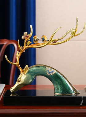 罗比罗丹珐琅彩电视柜梅花鹿摆件