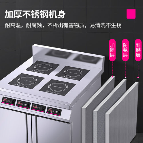 lecon/乐创商用电磁炉多头3500W大功率4眼麻辣烫煲仔炉四六头电灶 - 图2
