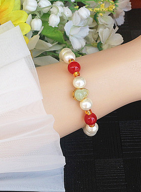 新中式福禄珍珠手链手串弹力