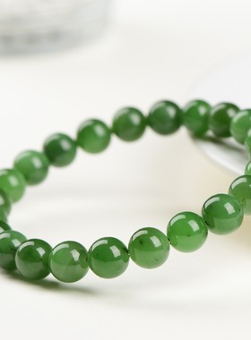 和田玉髓晴水手链玉石串珠碧玉绿