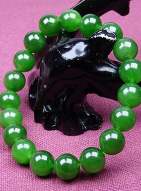 菠菜绿碧玉手链宫廷风手串绿玉髓