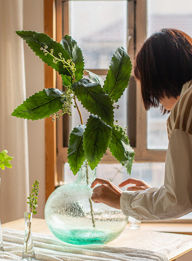 真杜若叶花束果实假花摆件软装修