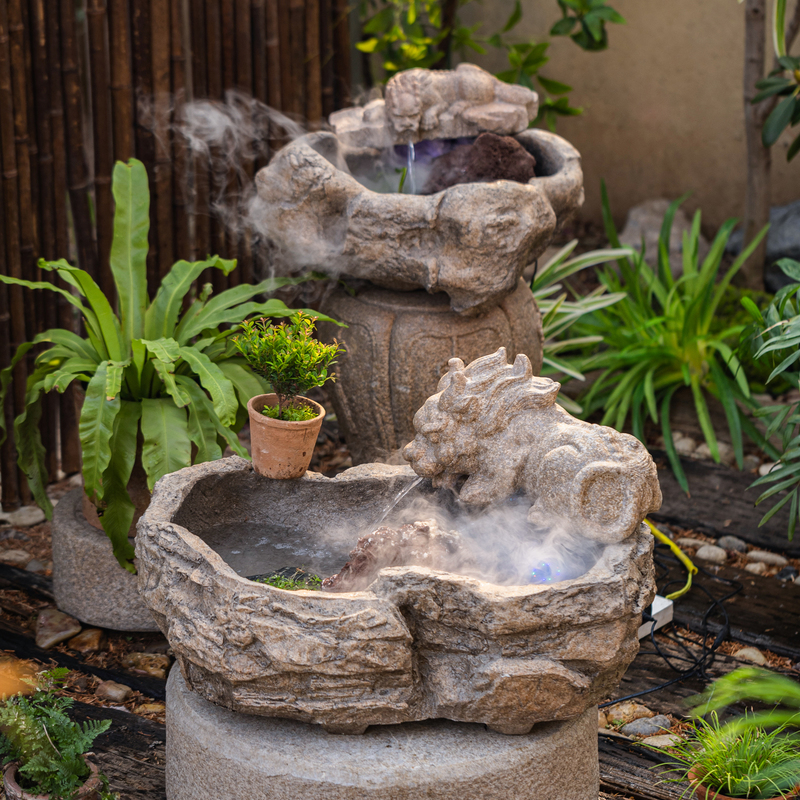 中式招财流水摆件貔貅喷泉造景鱼池茶室桌面循环水景观客厅装饰品 - 图0