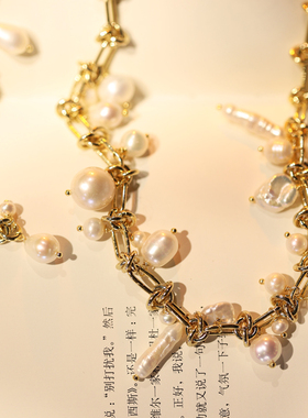 屿棠造饰肌肤泡沫系列项链巴洛克珍珠厚镀真金法式优氛围担当原