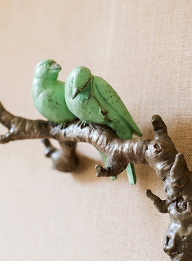 掬涵树脂对鸟墙饰中式风礼物摆件