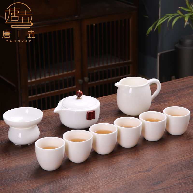 德化白瓷功夫茶具套装2023新款羊脂玉泡茶壶陶瓷家用防烫中式茶杯