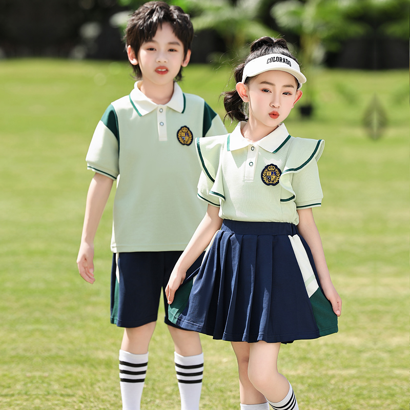 幼儿园园服夏季毕业照纯棉套装小学生夏天校服六年级短袖儿童班服