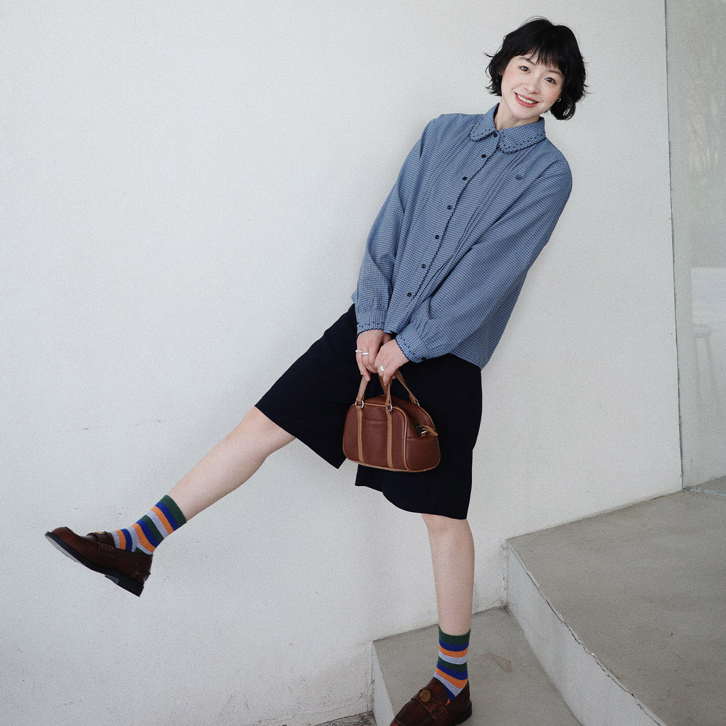 非鱼复古文艺翻领衬衫2025秋季新款百搭格子衬衫刺绣女装减龄上衣,淘宝优惠券,粉丝福利购,淘宝优惠卷