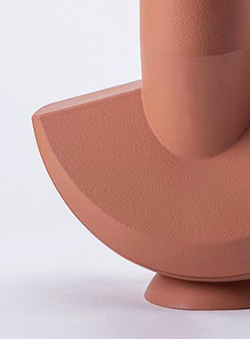 现代极简砖红色抽象几何树脂首饰架摆件家居样板房软装饰品摆设