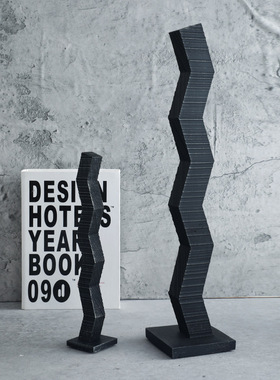 现代简约黑色树脂几何摆件简约家居电视柜玄关桌面软装饰品