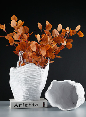 简约现代样板房轻奢极简白色花器摆件客厅电视柜餐桌创意花瓶摆设