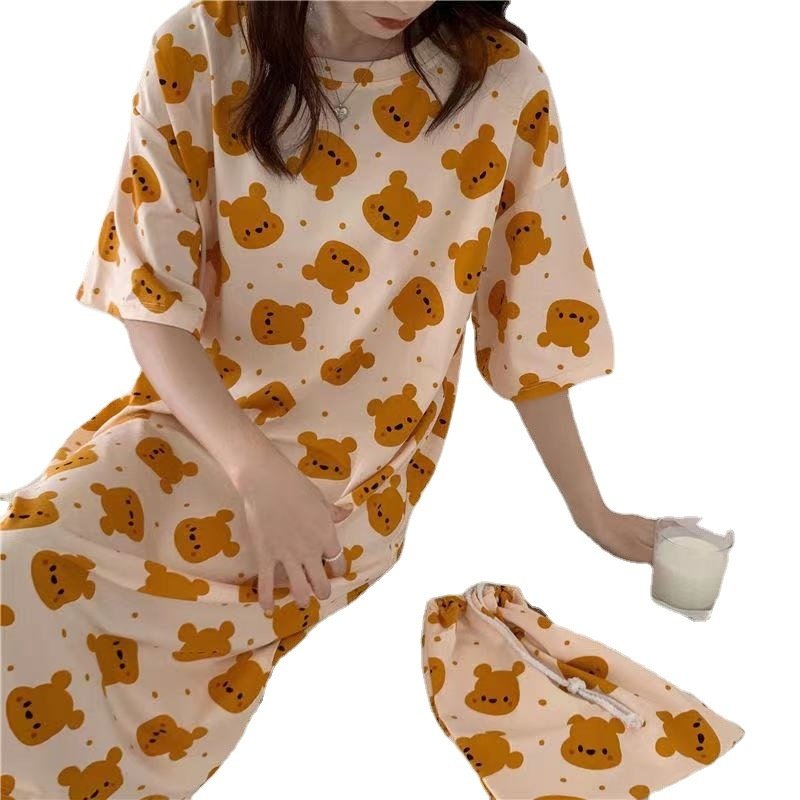 睡裙女夏季短袖宽松大码孕妇睡衣中长裙卡通学生薄款可外穿家居服,淘宝优惠券,粉丝福利购,淘宝优惠卷