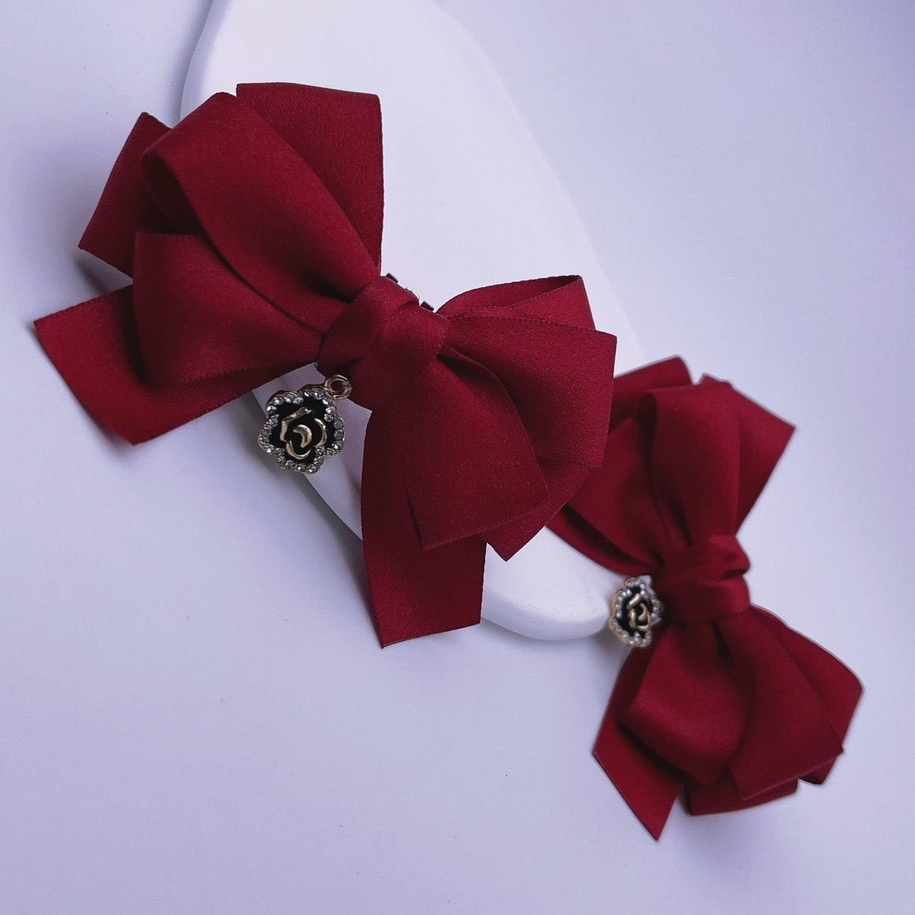 情人节礼物酒红色玫瑰花蝴蝶结鞋夹扣鞋花可拆卸鞋饰品丝带鞋面花,淘宝优惠券,粉丝福利购,淘宝优惠卷