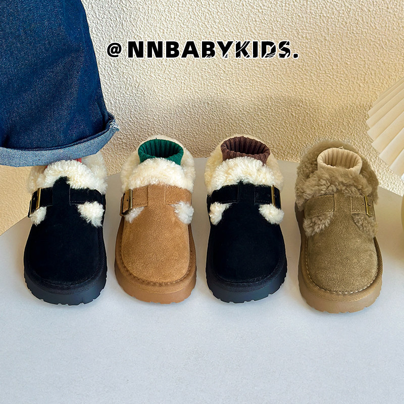 韩版儿童厚底棉鞋冬季加绒男女童真皮雪地靴羊毛口保暖宝宝面包鞋,淘宝优惠券,粉丝福利购,淘宝优惠卷