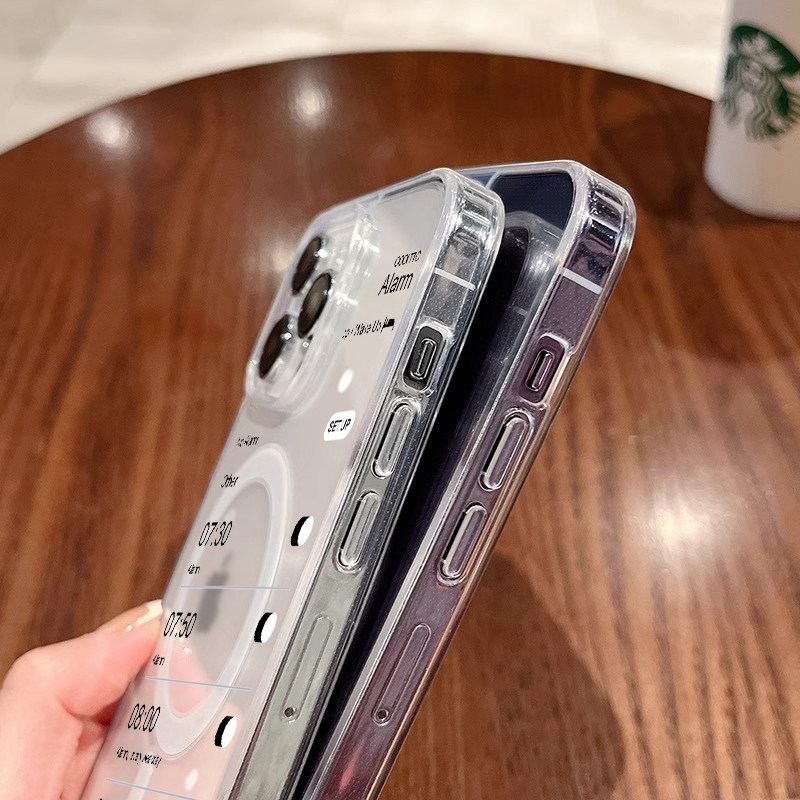 创意潮牌闹钟适用苹果16Promax手机壳iPhone15Promax全包软壳14Pro磁吸充电13透明保护套12高级感11防摔硅胶x