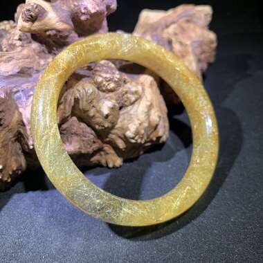 天然金发晶手镯手环转运体透55圈口 放漏福利细条日常百搭饰品
