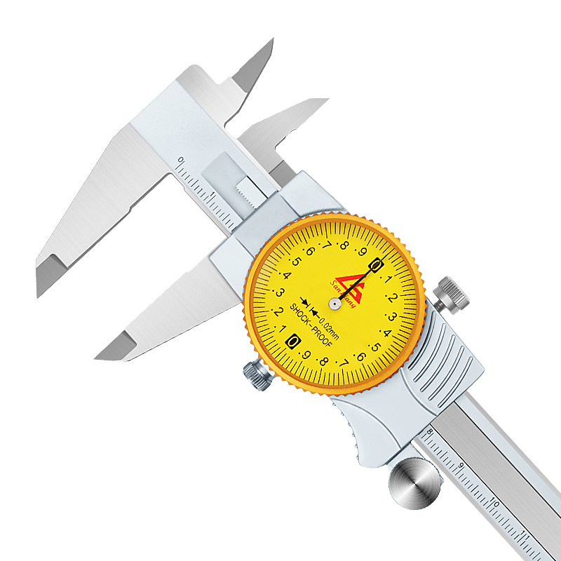 日本三量不锈钢带表卡尺0-150-200-300mm四用代带表游标卡尺防震 - 图0