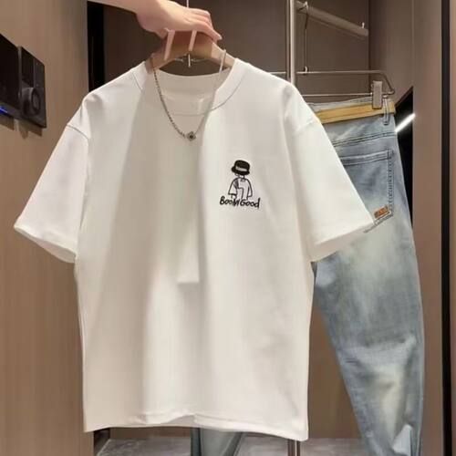 夏季潮短袖T恤纯棉男女圆领潮牌休闲个性印花上衣半袖百搭男打底t - 图0